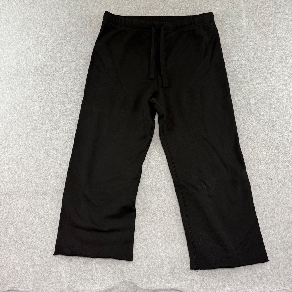 Frank & Eileen Tee Lab Sweatpants Womens L Black Raw Hem Wide Leg LAB634TF